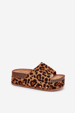 Moteriškos šlepetės ant didžiulės platformos Eco Suede Panther Brown Vinnibe 2