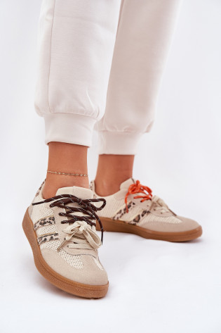 Moteriški sportbačiai su dvigubais raišteliais Leopard Beige Ollabes