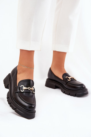 Moteriški mokasinai su aukso detalėmis Eco Leather Black Gemitha