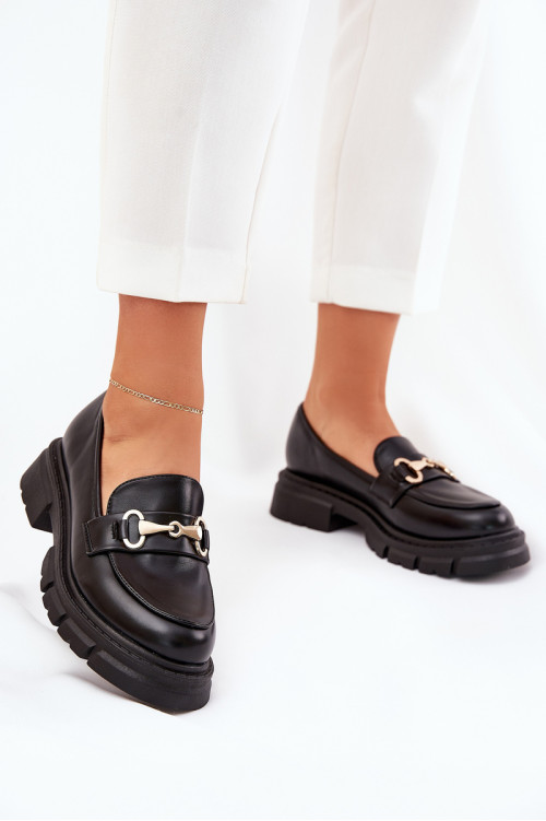 Moteriški mokasinai su aukso detalėmis Eco Leather Black Gemitha