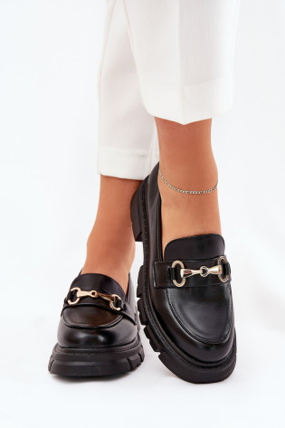Moteriški mokasinai su aukso detalėmis Eco Leather Black Gemitha