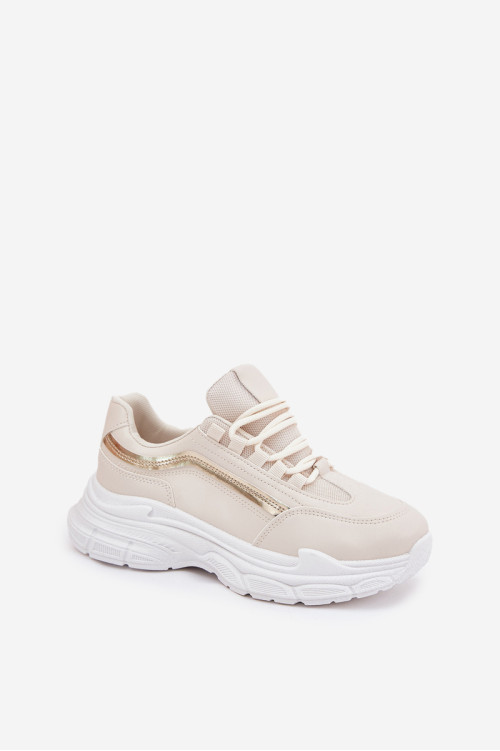 Sneakers Sportiniai batai moterims su storu padu smėlio spalvos Lerila