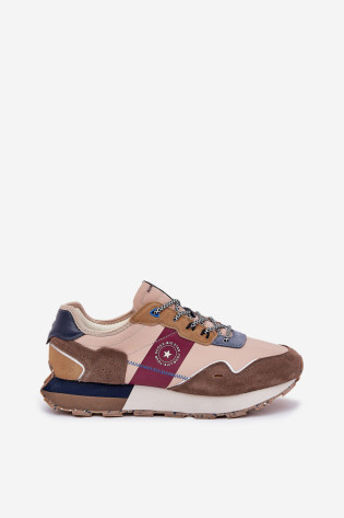 Zomšiniai vyriški sportbačiai ant platformos Big Star RR174475 Hi-Poly System Beige