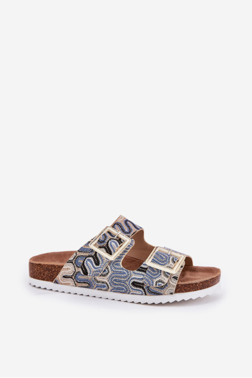 Moteriškos šlepetės su sagtimis ir blizgučiais S.Barski RB51-006 Beige