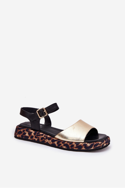Moteriški odiniai sandalai ant platformos su Leopard S.Barski JC51-347 Gold