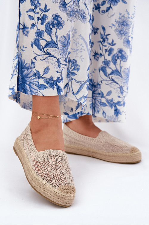 Moteriškos espadrilės ant platformos Vinceza 17392 smėlio spalvos