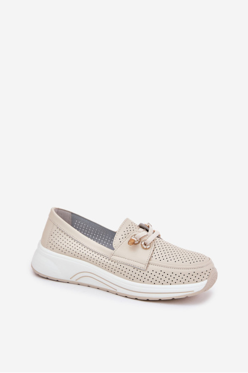 Odiniai žemi batai Natūrali oda ant platformos Artiker 56C2102 Beige