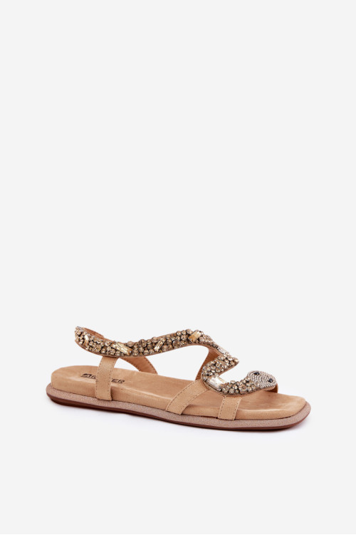 Moteriški basutės su gyvatės puošmena Eco Suede Artiker 56C1361 Beige