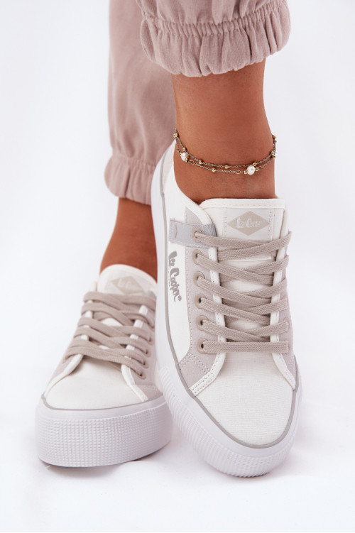Moteriški sportbačiai ant platformos Lee Cooper LCW-25-31-3479L balta-pilka