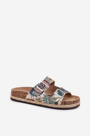 Raštuotos moteriškos šlepetės ant kamštinės platformos su sagtimis Lee Cooper LCW-25-35-3483L Daugiaspalvis 2