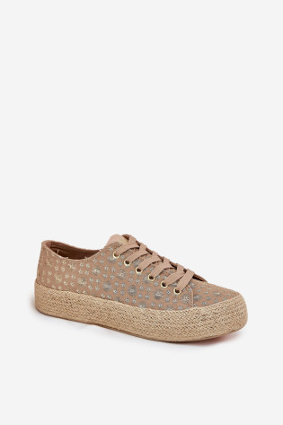 Raštuoti moteriški sportbačiai ant platformos su Braid Lee Cooper LCW-25-08-3646L Khaki 2
