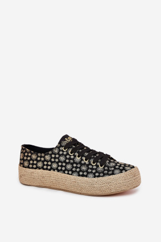 Raštuoti moteriški sportbačiai ant platformos su braid Lee Cooper LCW-25-08-3647L juodi 2