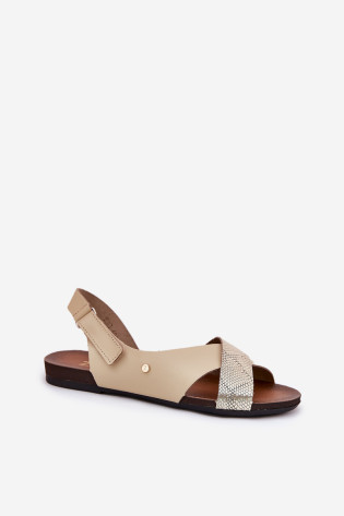 Zazoo 40141 Velcro odiniai sandalai smėlio-aukso spalvos 2