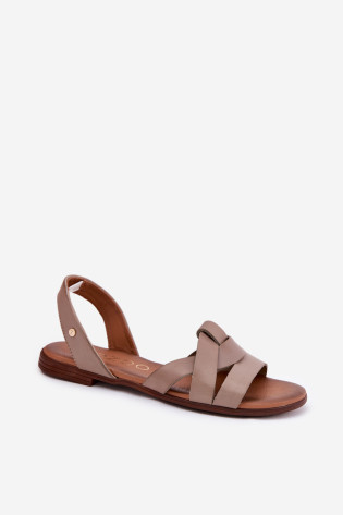 Zazoo 40185 Patogūs odiniai užsegami sandalai tamsiai smėlio spalvos 2