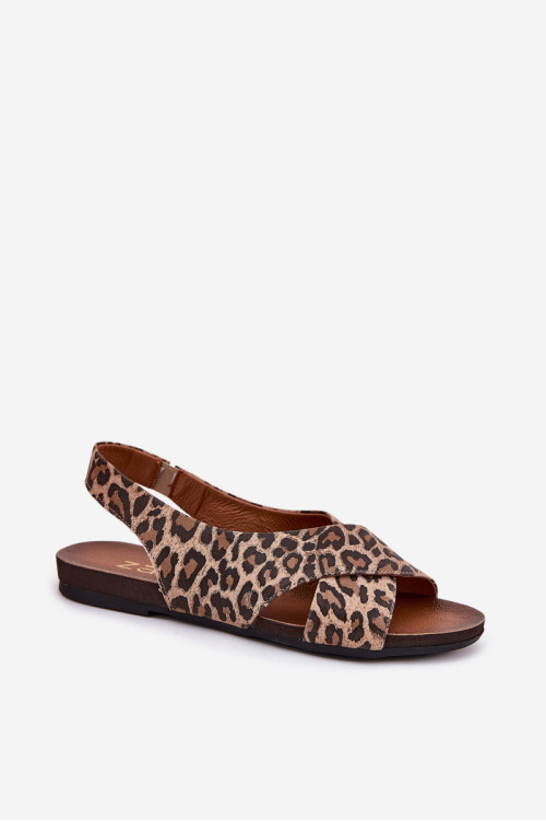 Moteriški odiniai sandalai Leopard Brown Zazoo 40407
