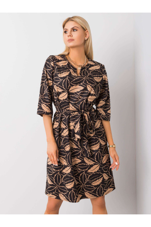 Suknelė-LK-SK-508463.71-juoda ir smėlio spalvos