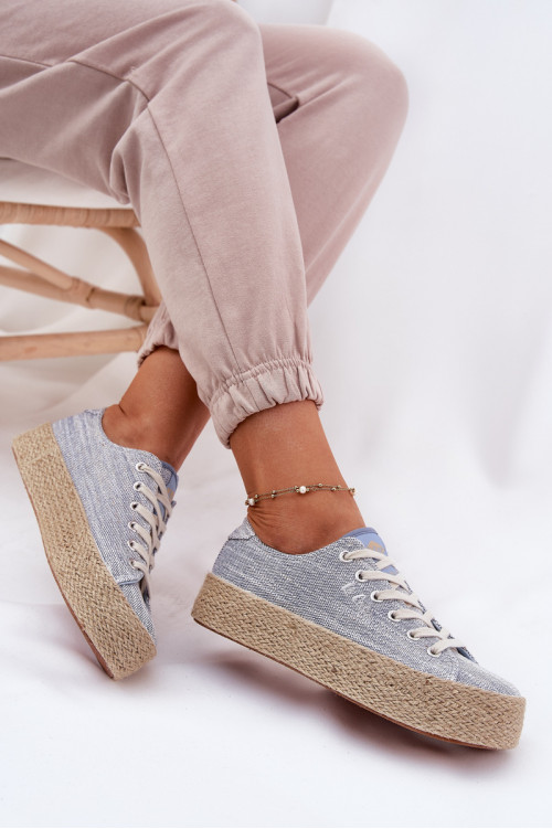 Lee Cooper LCW-25-02-3283 moteriški sportbačiai su platforma ir pynėmis, mėlyni