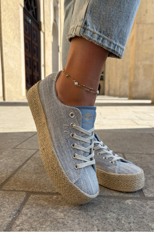Lee Cooper LCW-25-02-3283 moteriški sportbačiai su platforma ir pynėmis, mėlyni