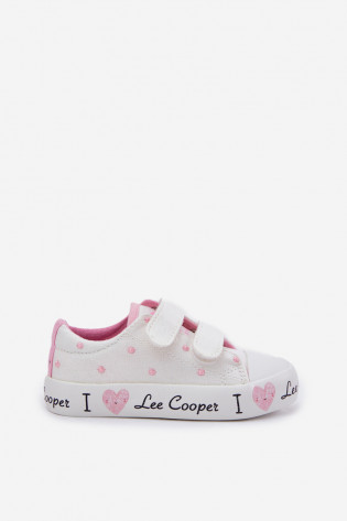 Lee Cooper mergaitiški sportbačiai su Velcro juostele LCW-25-02-3264K balti