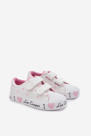 Lee Cooper mergaitiški sportbačiai su Velcro juostele LCW-25-02-3264K balti 2