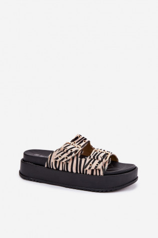 Moteriškos platforminės šlepetės su sagtimi „Zebra Nilatha“ 2