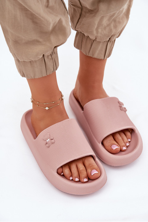 Moteriškos putplasčio šlepetės ant platformos su meškiuku Vinceza 75210 Pink