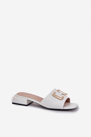 Elegantiškos moteriškos šlepetės su auksinėmis detalėmis Vinceza 62229 White 2