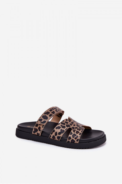 Vinceza 17401 leopardo rašto moteriškos šlepetės su lipdukais
