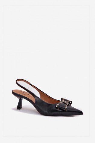 Juodi „Folesca“ stiletto bateliai su kaspinu 2