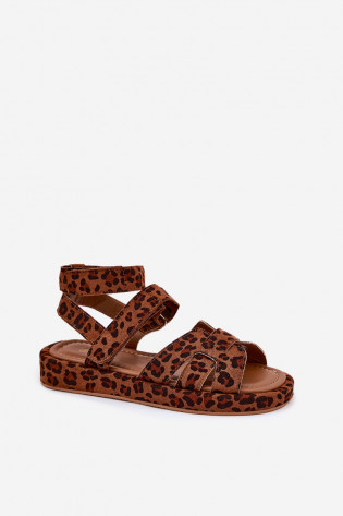 Uvissa moteriškos leopardo spalvos basutės su velcro užsegimu 2