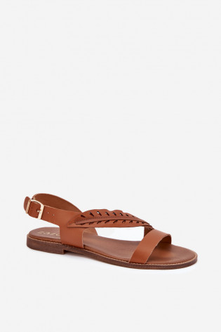 „Zazoo 3564 Camel“ spalvos moteriškos natūralios odos basutės be kulnų 2
