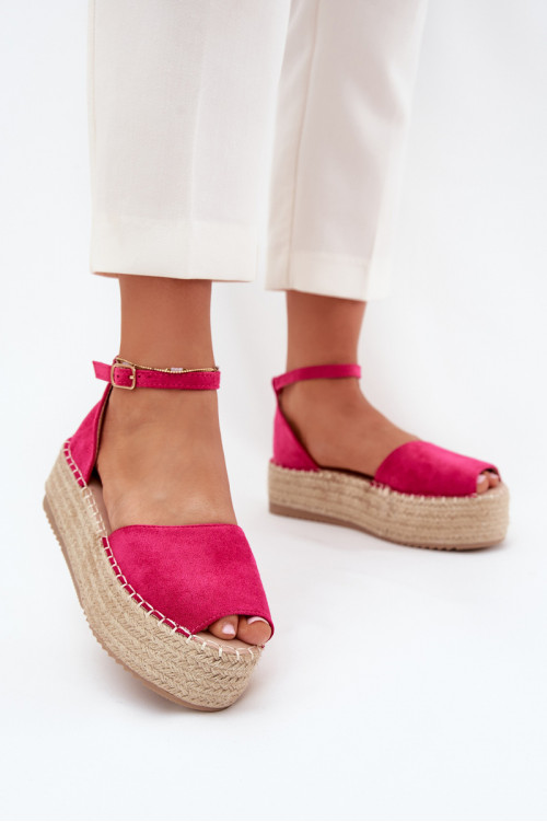 Selise fuksijos spalvos moteriškos platforminės espadrilės basutės