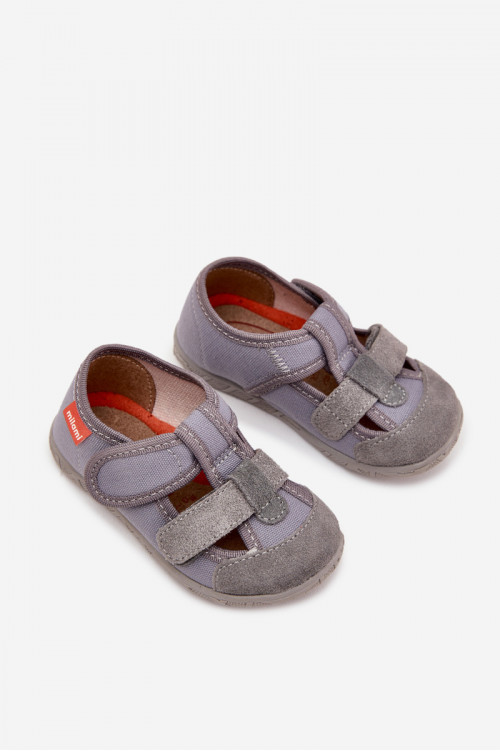 Milami vaikiškos šlepetės su velcro užsegimu, pilkos, Reathiana