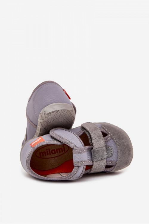 Milami vaikiškos šlepetės su velcro užsegimu, pilkos, Reathiana