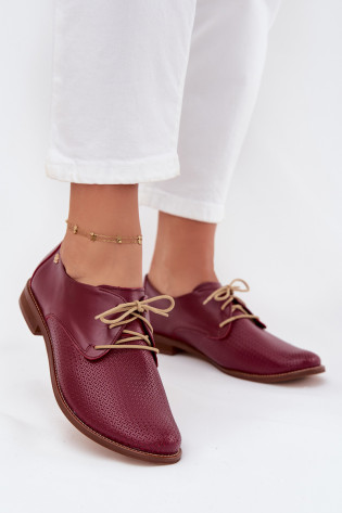 Elegantiški moteriški odiniai bateliai su raišteliais Zazoo 4238 Burgundijos spalvos