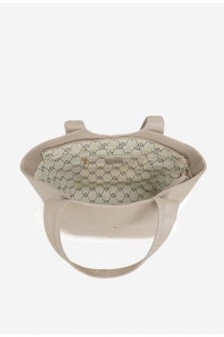 NOBO BAG6010-015 šviesiai smėlio spalvos pirkinių krepšys su sagtimi 2