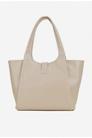 NOBO BAG6010-015 šviesiai smėlio spalvos pirkinių krepšys su sagtimi