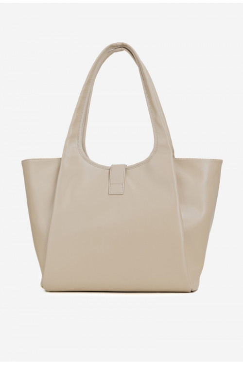 NOBO BAG6010-015 šviesiai smėlio spalvos pirkinių krepšys su sagtimi