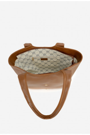 NOBO BAG6010-017 šviesiai rudas pirkinių krepšys su sagtimi 2