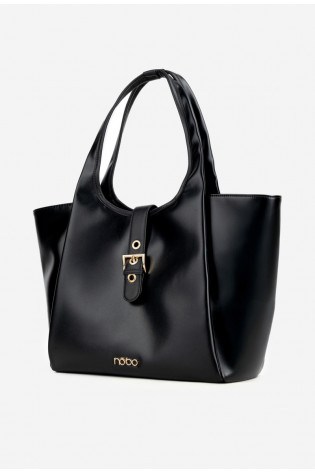 NOBO BAG6010-020 juodas pirkinių krepšys su sagtimi