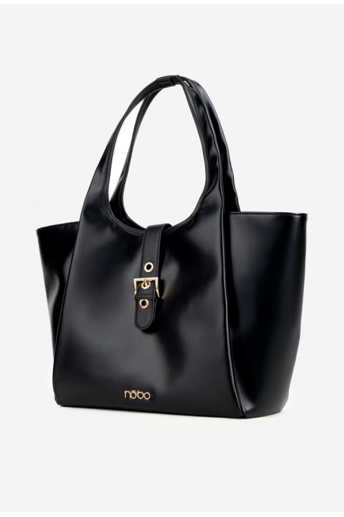 NOBO BAG6010-020 juodas pirkinių krepšys su sagtimi