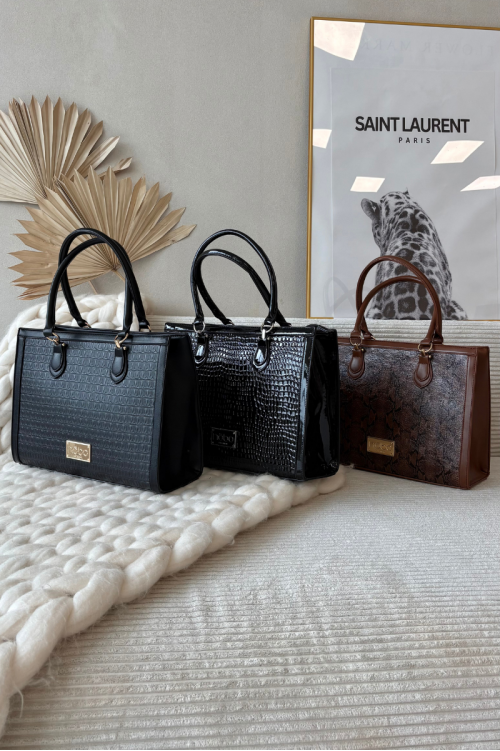 NOBO BAG6150-020 reljefinio rašto krepšys, juodas