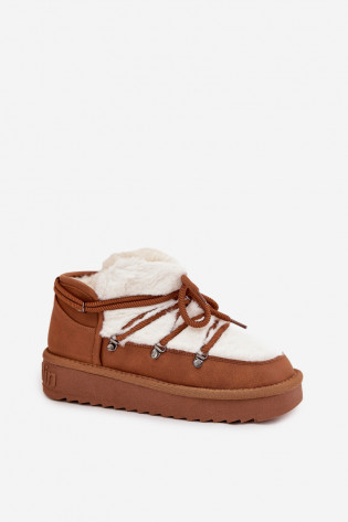 D.Franklin DFSH370011 Camel spalvos žemakulniai sniego batai su kailiu 2
