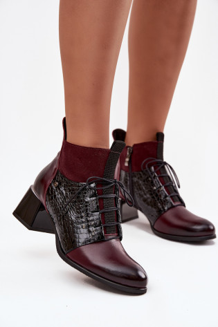 Zazoo 60503 bordo spalvos odiniai aulinukai su kulnais