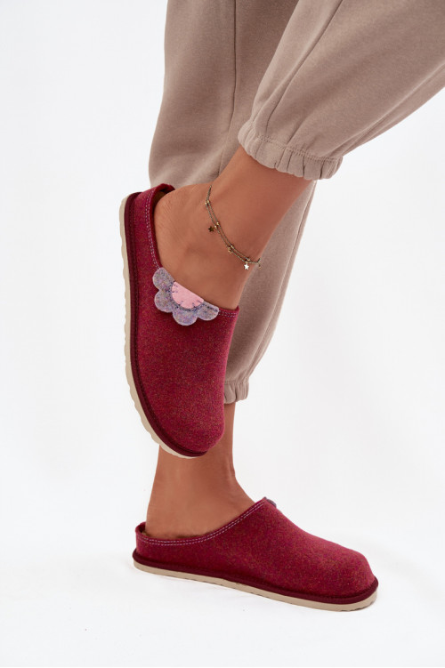 Moteriškos šlepetės su gėlėmis Inblu CS000043 Burgundijos spalvos