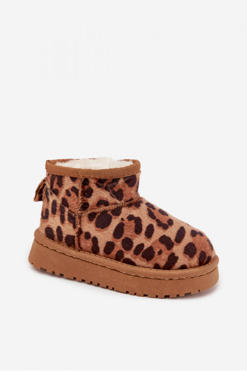 Vaikiški jaunimo sniego batai su leopardo kailiu, rudi „Mireya“