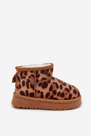 Vaikiški jaunimo sniego batai su leopardo kailiu, rudi „Mireya“ 2