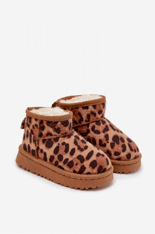 Vaikiški jaunimo sniego batai su leopardo kailiu, rudi „Mireya“