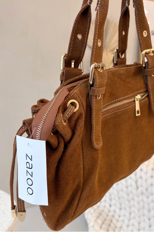 Ovelia Camel spalvos zomšos odos rankinė