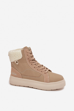 Lee Cooper LCJ-25-01-3736 smėlio spalvos moteriški žieminiai batai su avikailio imitacija 2
